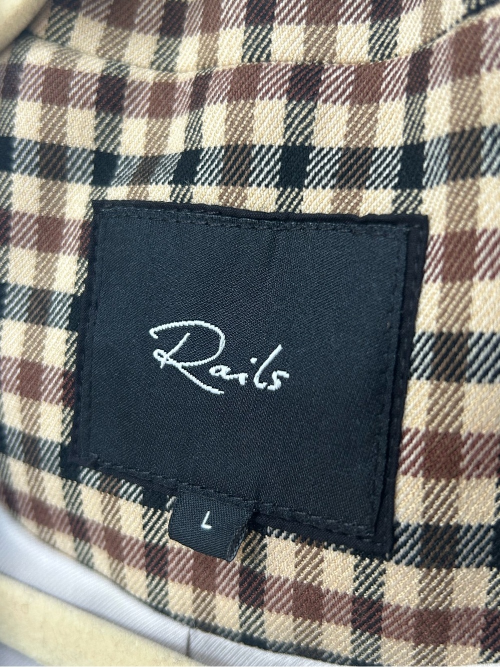 Rails - Chelsea Cafe Check - Beige and Brown Checked Double-Breasted Blazer - Picture 6 of 16